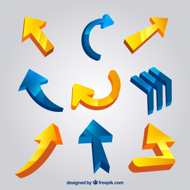 626x626 Ai] Pack Of Three Dimensional Arrows Vector Free Download