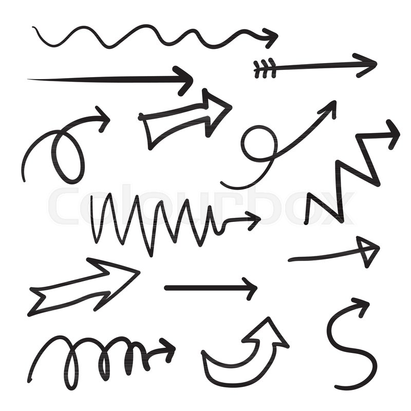 800x800 Hand Drawn Simple Sketches Of Arrow. Vector Illustration Freehand