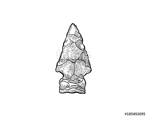 500x400 Classic Black Stone Arrowhead Illustration Hand Drawing Logo