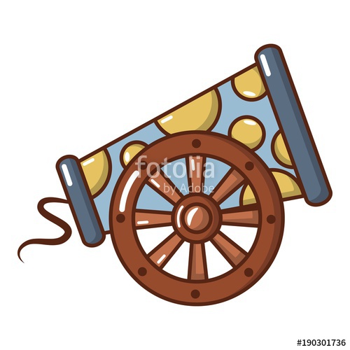 500x500 Cast Iron Cannon Icon, Cartoon Style. Stock Image And Royalty