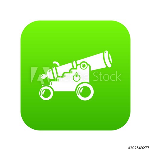 500x500 Menacing Cannon Icon Green Vector Isolated On White Background