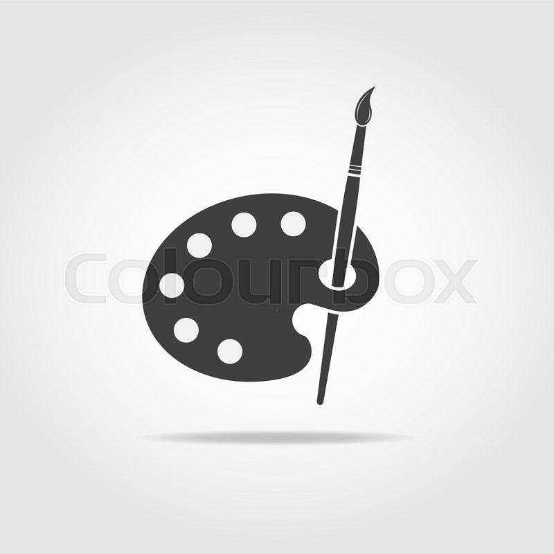 800x800 Simple Black Icon Of Artist Palette And Brush. Stock Vector