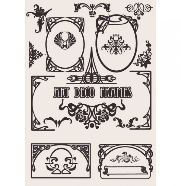600x616 European Style Art Deco Vector Frames