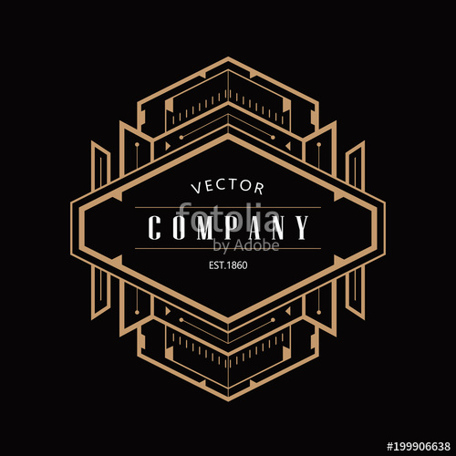 500x500 Vintage Badge Art Deco Logo Design Vector Illustration Stock