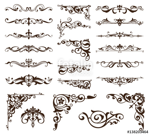 500x452 Art Deco Design Elements Of Vintage Ornaments And Borders Corners