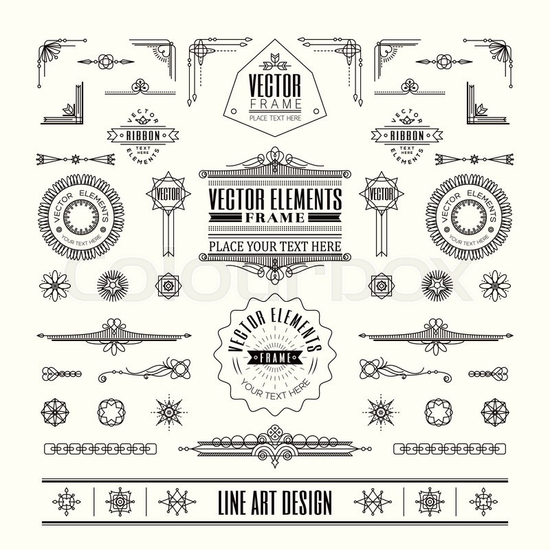 800x800 Set Of Linear Thin Line Art Deco Retro Vintage Design Elements