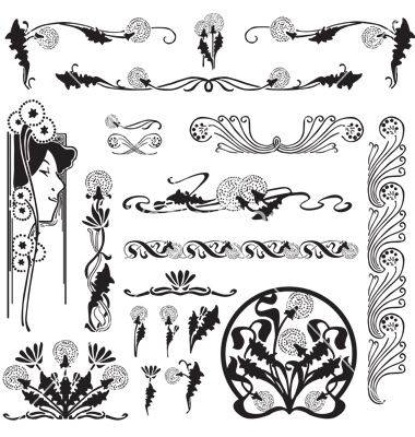 380x400 Floral Clipart Art Deco