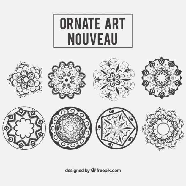 626x626 Floral Ornaments In Art Nouveau Style Vector Free Download