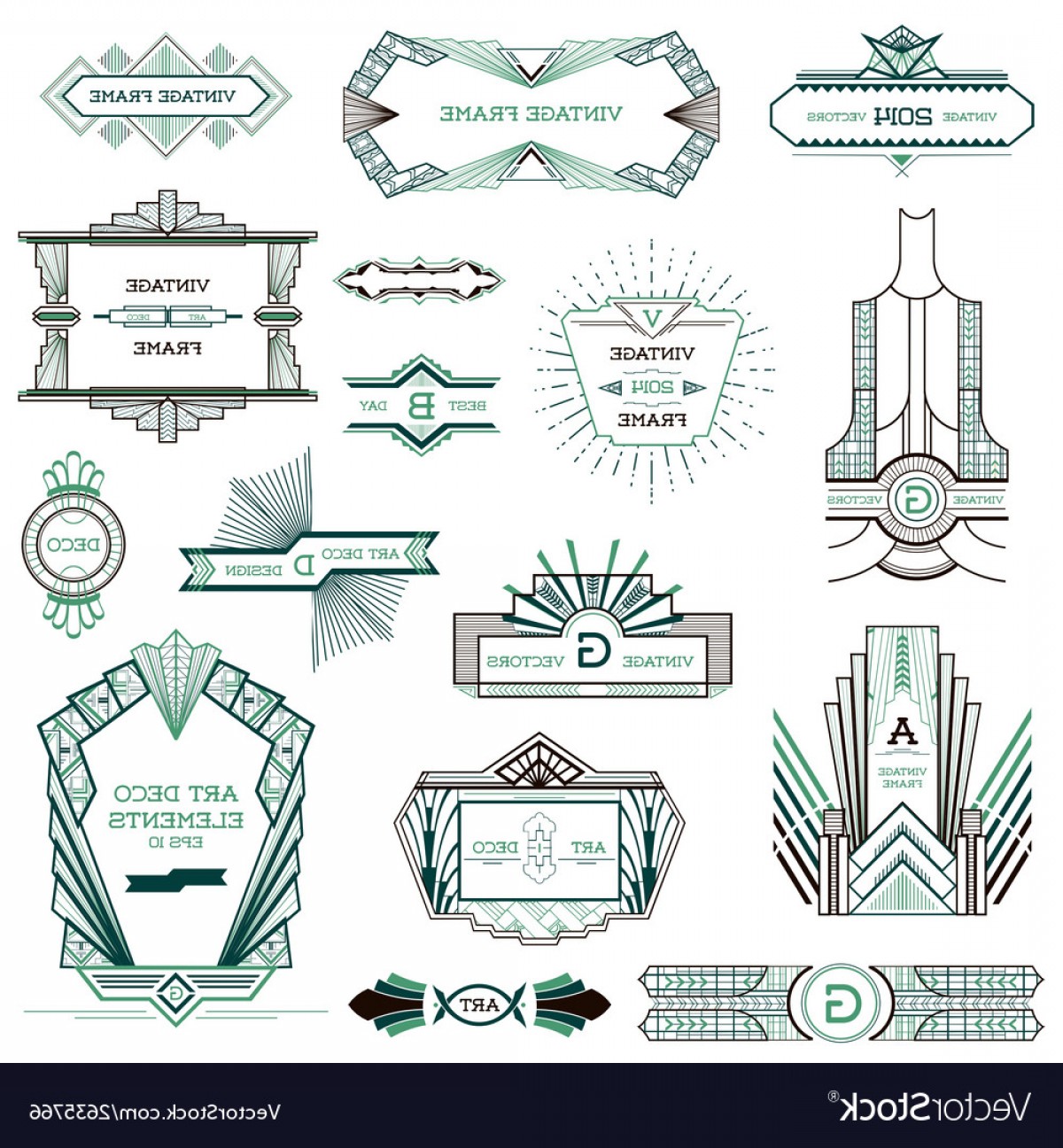 1200x1296 Art Deco Vintage Frames And Design Elements Vector Shopatcloth