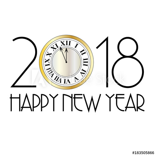500x500 Happy New Year Metallic Clock Art Deco Vector Graphic