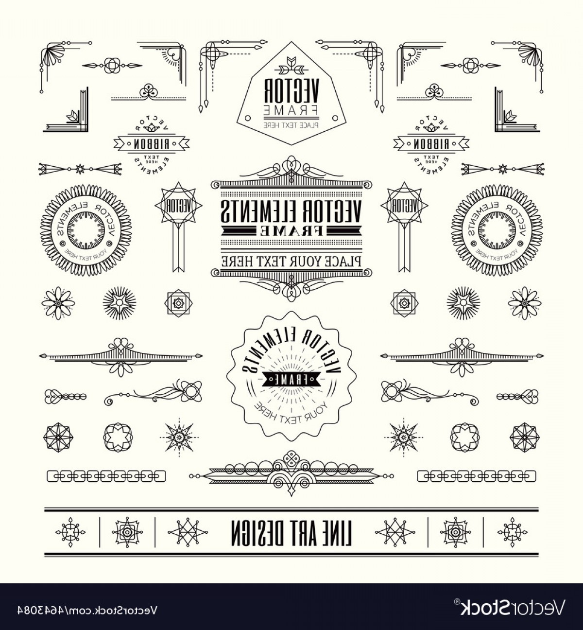 1200x1296 Line Art Deco Retro Vintage Frame Design Elements Vector Shopatcloth