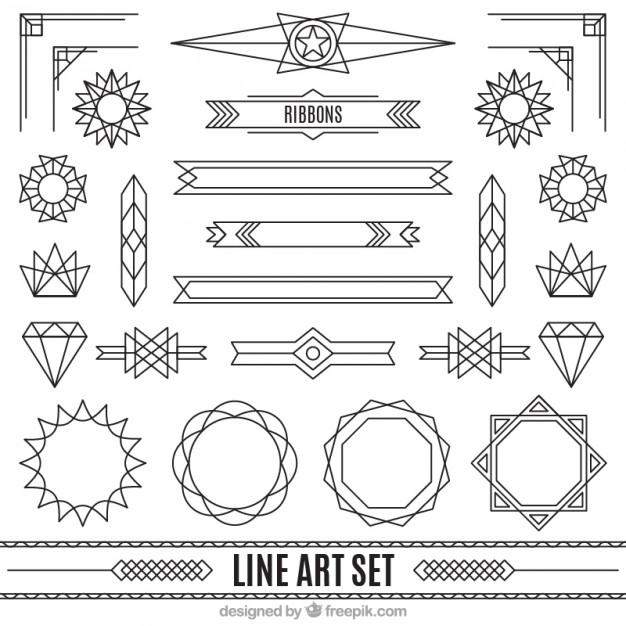 626x626 Ornaments In Art Deco Style Set Vector Premium Download