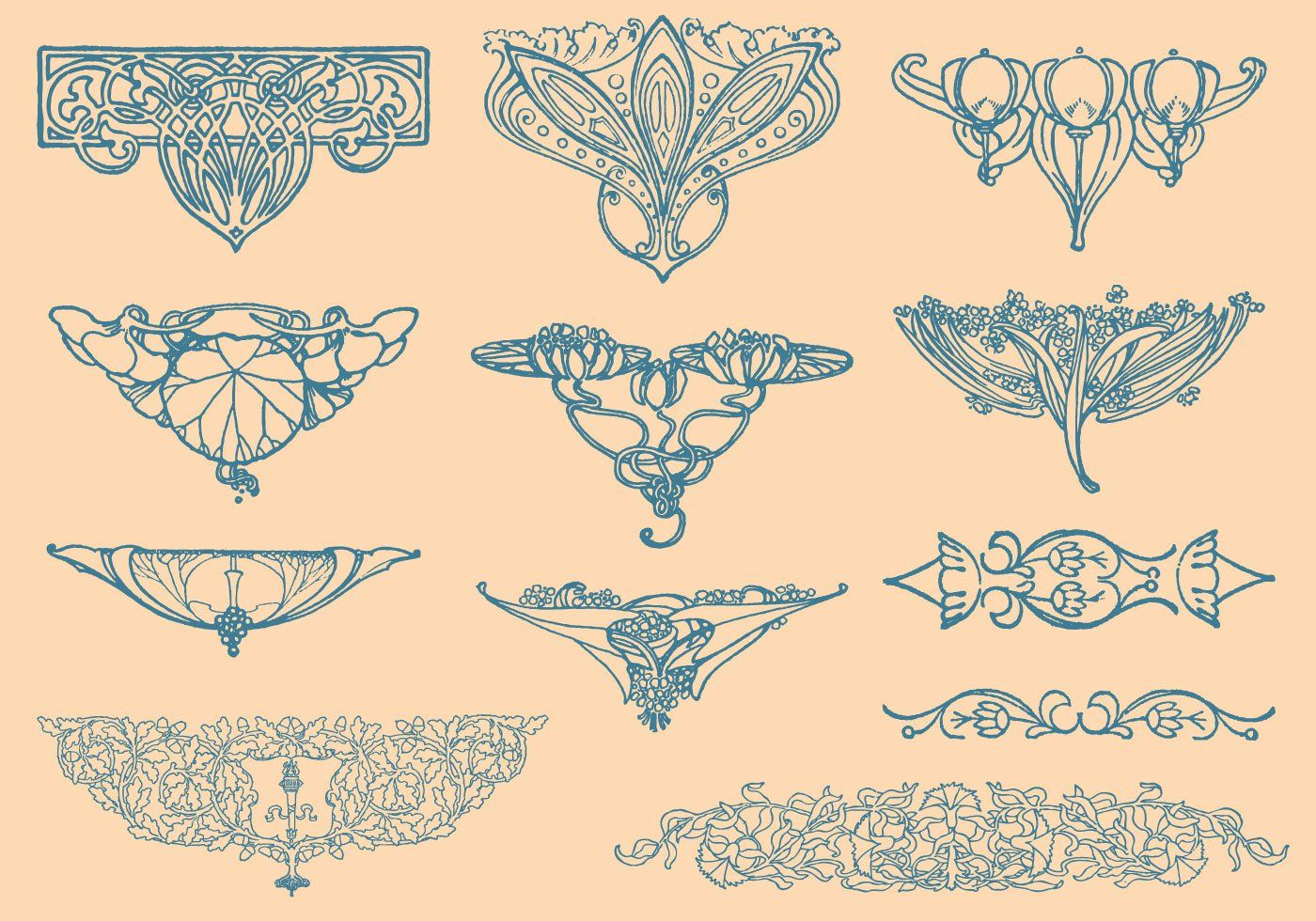 1400x980 Art Nouveau Vector Elements Inspiration Vector Art