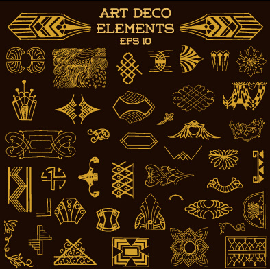 394x392 Golden Deco Elements Art Vector Materoal Free Vector In