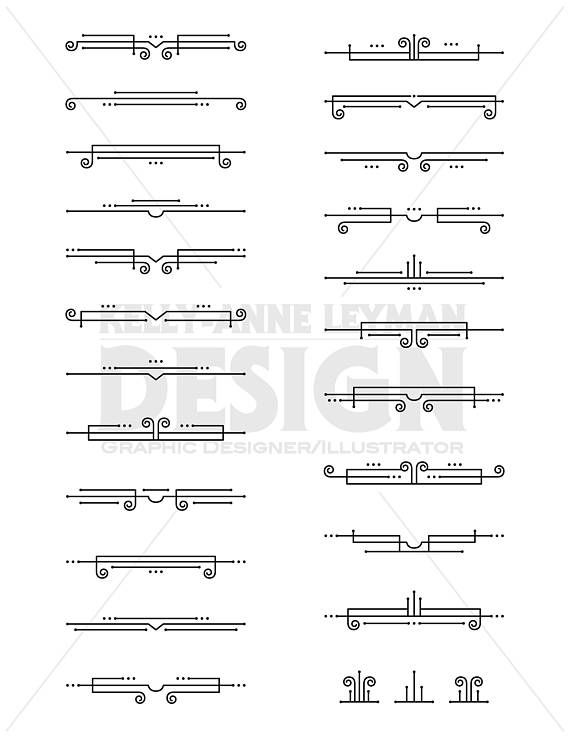 570x738 Art Deco Text Dividers Clipart, Digital Border, Digital Design