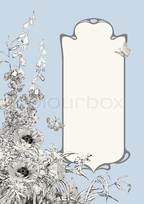 566x800 Art Deco Vector Sketch Botanical Composition With Garden Flowers