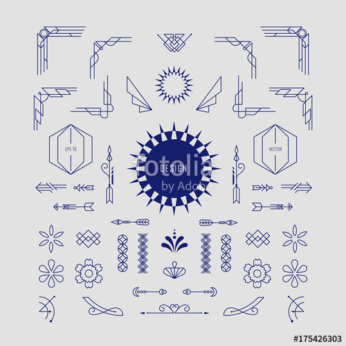 500x500 Set Of Vintage Linear Thin Line Geometric Shape Retro Design Art