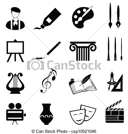 450x470 Arts Icon Set In Black.