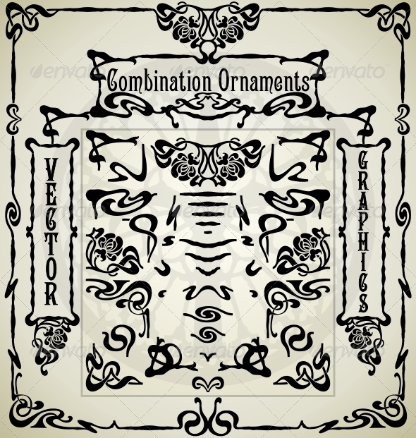 590x621 Combination Ornaments In Art Nouveau Style By Remengo Graphicriver
