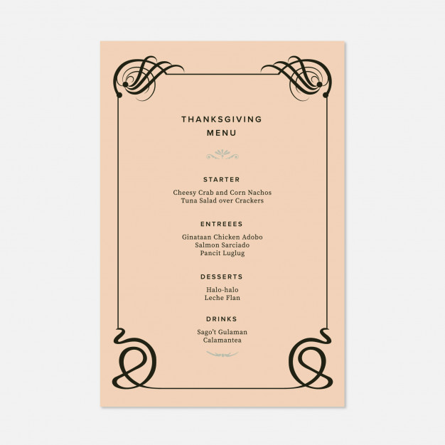 626x626 Art Nouveau Border Thanksgiving Menu Vector Premium Download