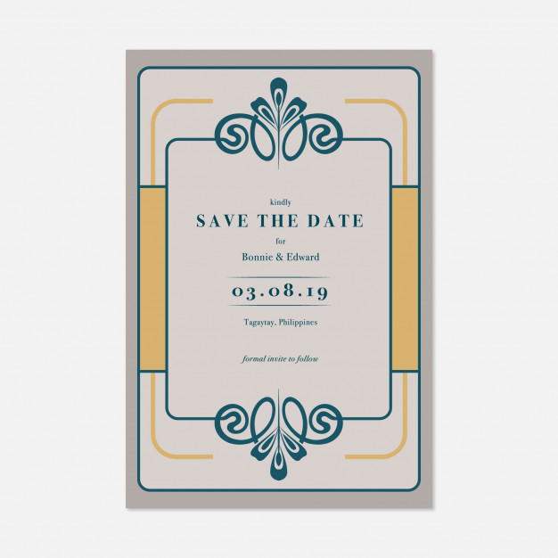 626x626 Art Nouveau Border Wedding Invitation Vector Premium Download