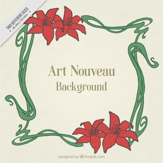 626x626 Art Nouveau Background With Floral Frame Free Vectors Ui Download