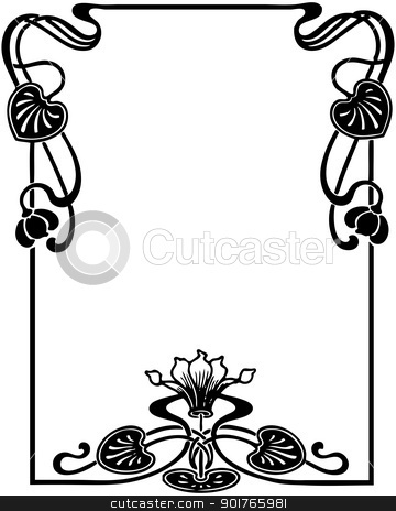 360x464 Floral Art Nouveau Frame Stock Vector