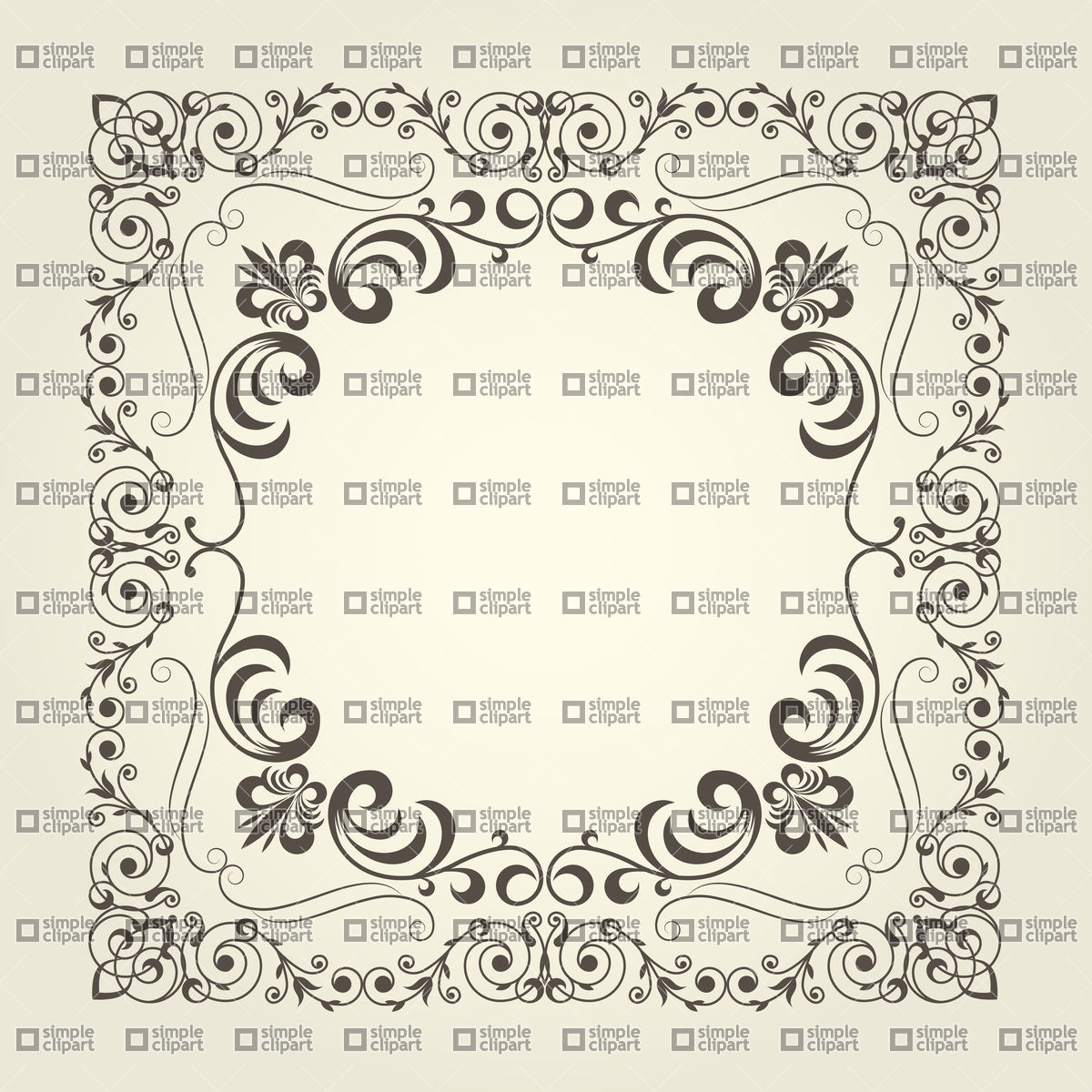 1200x1200 Art Nouveau Ornamental Square Frame Vector Image