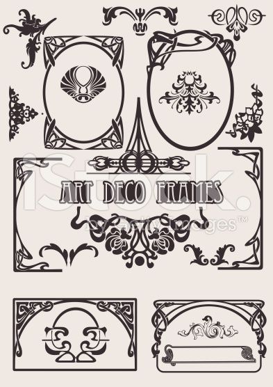 393x556 Four Black And White Art Deco Frames. Royalty Free Stock Vector