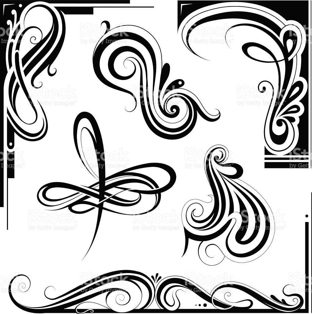 1019x1024 Decorative Elements And Vintage Frame Set In Art Nouveau Style
