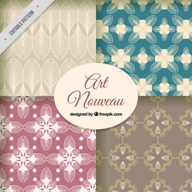 626x626 Pack Of Floral Art Nouveau Patterns Vector Free Download