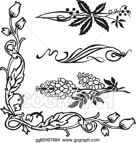 445x470 Divider Clipart Art Nouveau Cute Borders, Vectors, Animated, Black