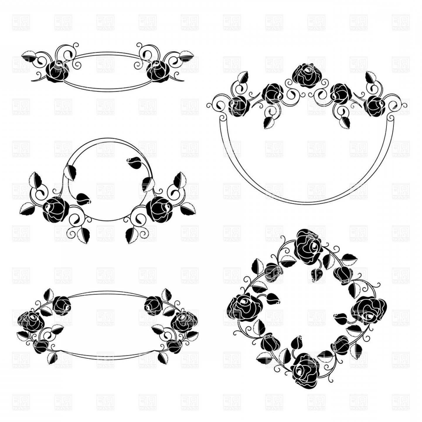 1440x1440 Ornate Floral Art Nouveau Frames With Roses Vector Clipart Lazttweet