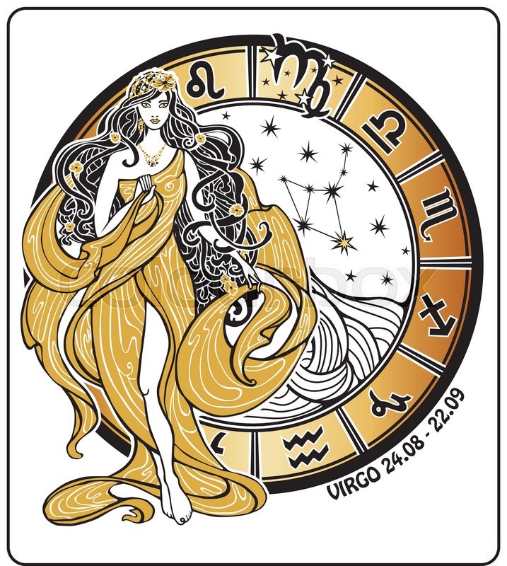 717x800 Virgo Zodiac Sign. Lovely Female In The Greek Chiton Dress And