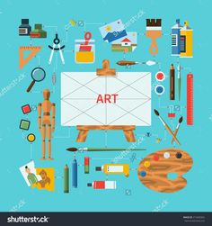 236x251 Colored Flat Design Vector Illustration Icons Set Of Art Supplies