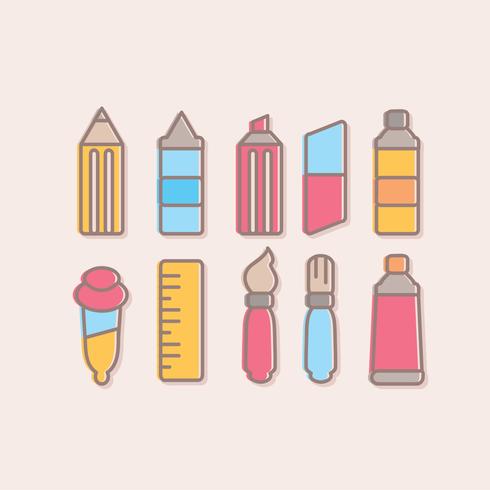 490x490 Vector Cute Art Supplies Collection