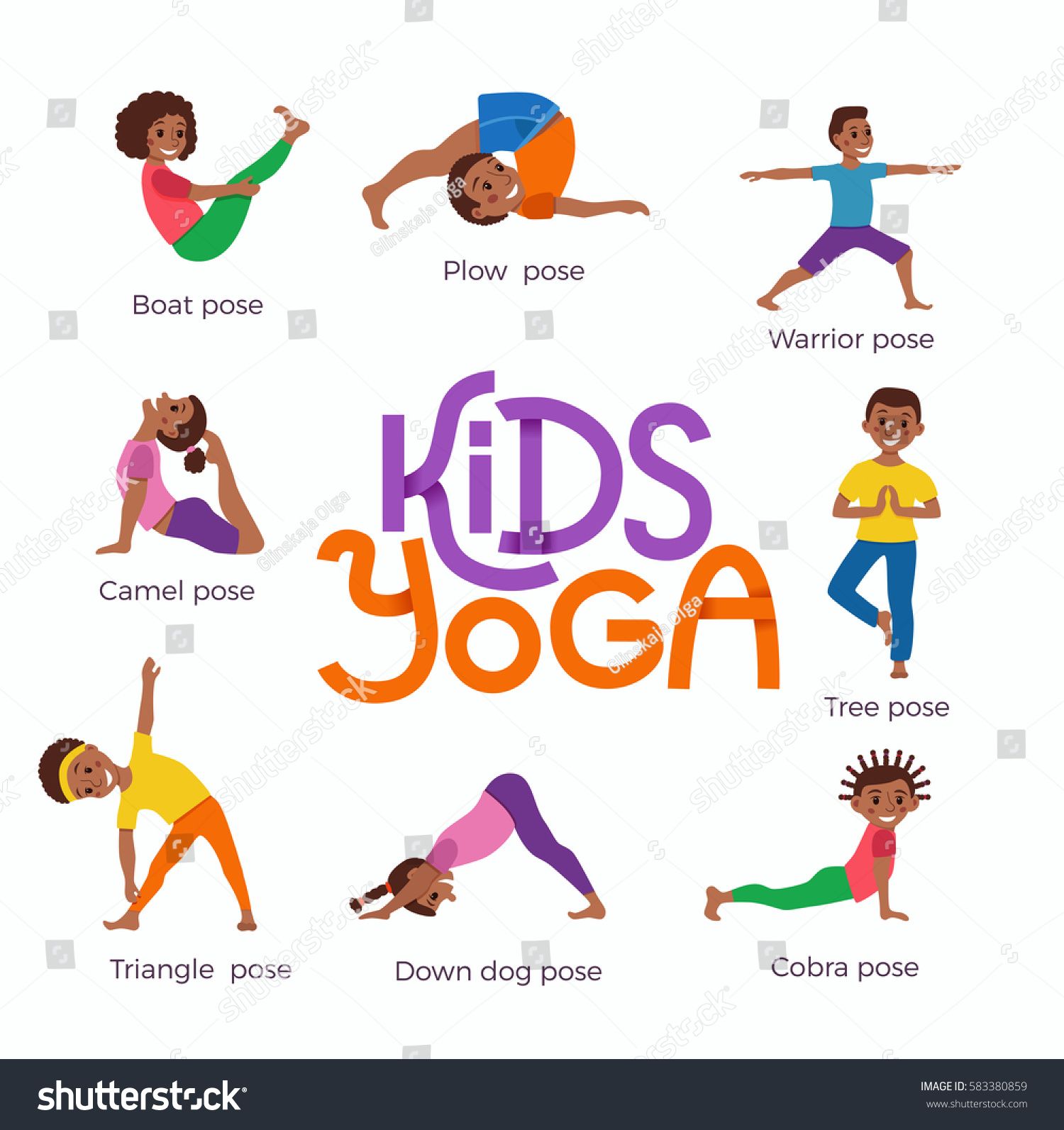 1500x1593 Vector Concept Happy African Kids Exercise Poses And Yoga Asana
