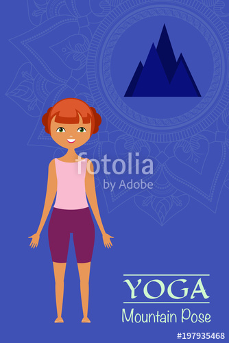 334x500 Yoga. Asana Is The Pose Of The Mountain. A Graphic Illustration Of