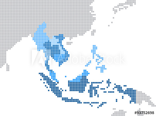 500x372 Square Shape South East Asia And Nearby Countries Map. Vector
