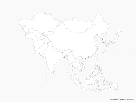 460x345 Vector Map Of Asia With Countries