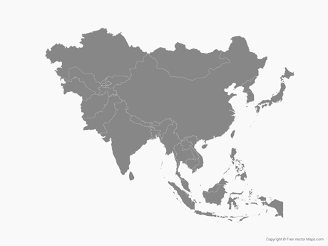 460x345 Vector Map Of Asia With Countries
