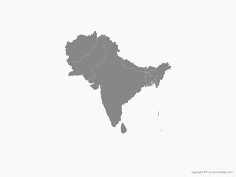 460x345 Vector Map Of South Asia With Countries