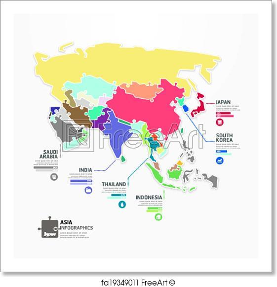 561x581 Free Art Print Of Asia Infographic Map Template Jigsaw Concept