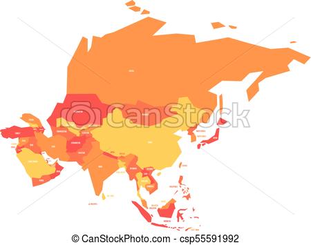 450x355 Very Simplified Vector Infographical Political Map Of Asia.