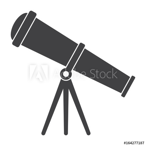 500x500 Telescope For Astronomy, Vector Silhouette On White Background