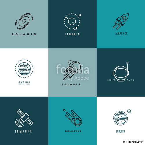 500x500 Universe And Astronomy Thin Line Vector Icons And Logos Set