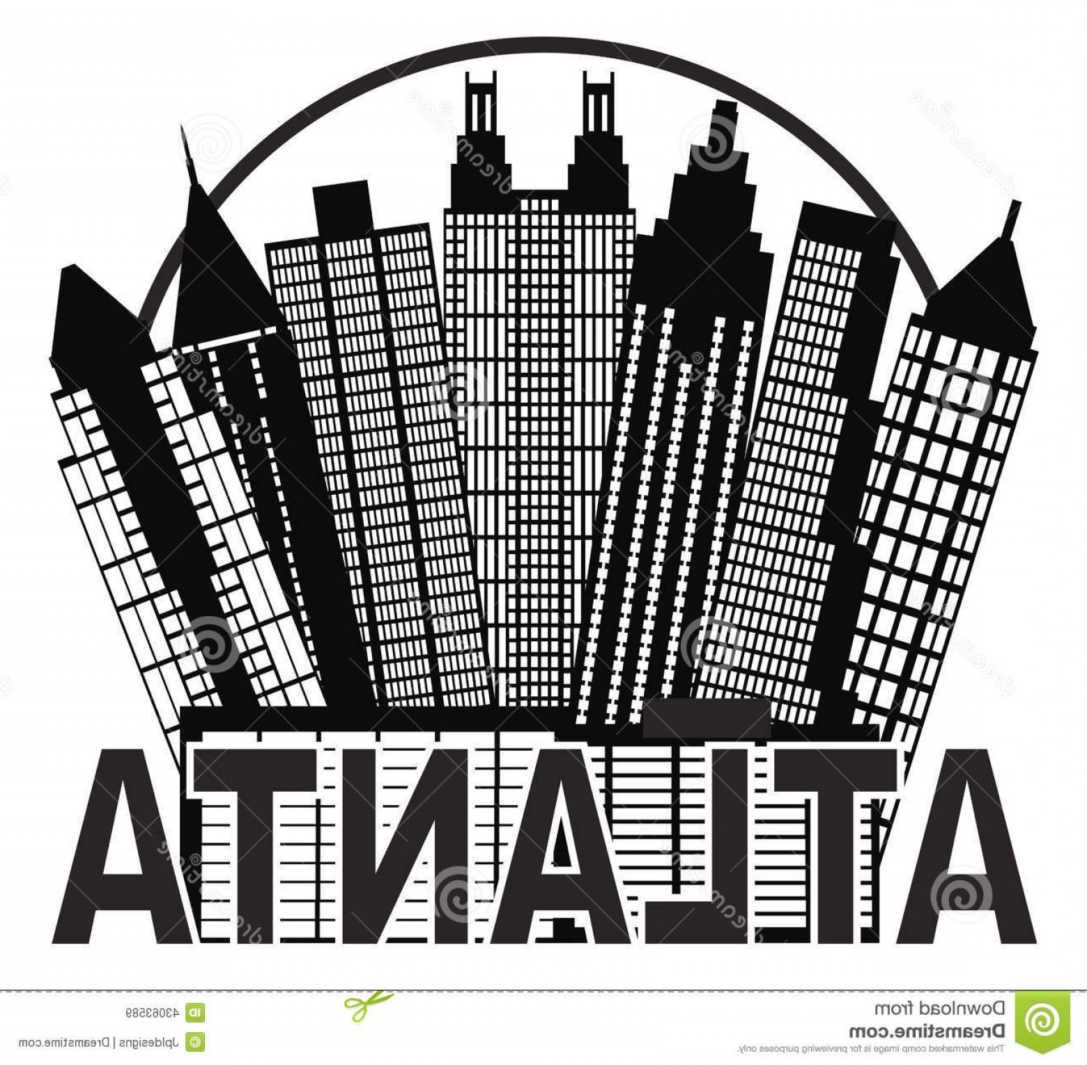 1560x1528 Stock Illustration Atlanta Skyline Circle Black White Vector Illu