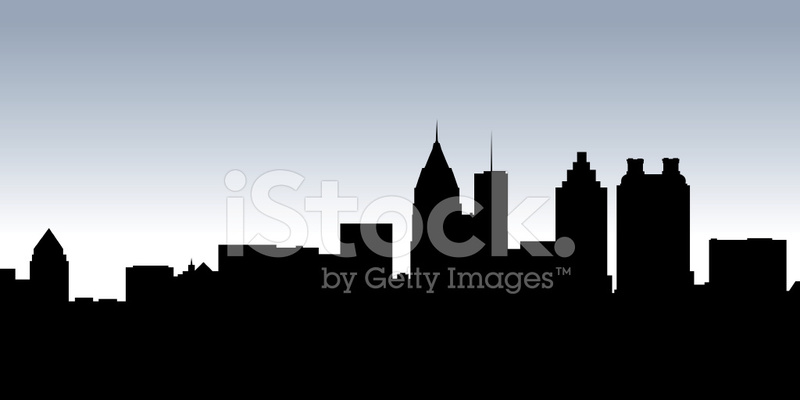 800x400 Atlanta Skyline Silhouette Stock Vector