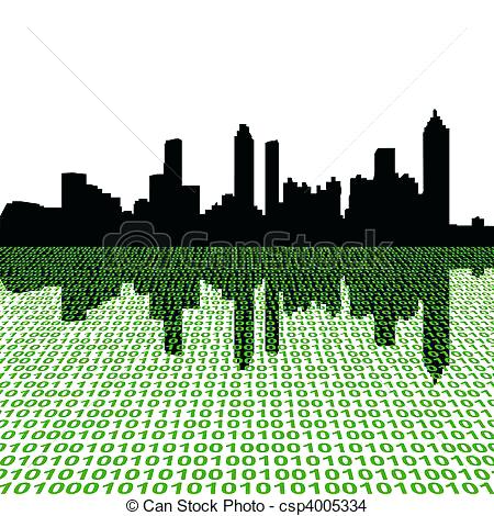 450x470 Atlanta Skyline Art With Binary Vector Chaincuttersunion