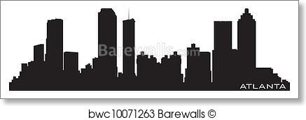 437x172 Art Print Of Atlanta, Georgia Skyline. Detailed Vector Silhouette